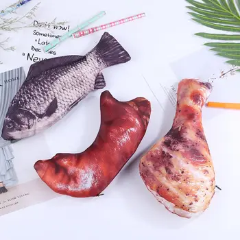 Подарък грим торбичка с цип свински крака реалистични творчески писалка чанта молив случай пилешки крака форма