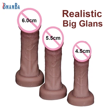 Big Glans Реалистичен дилдо секс играчка кожата чувство силиконови мъжки пенис хомосексуален анален стимулира женски вагинална мастурбация пишка