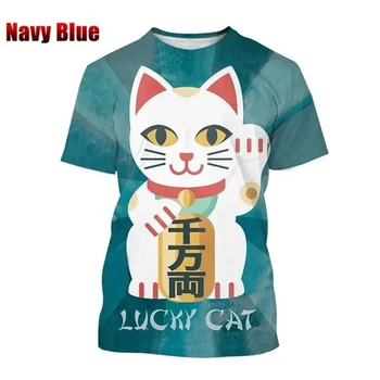 New Fashion Fortune Cat 3D печатна тениска Мъжко дамско облекло Ежедневни тениски с къс ръкав Извънгабаритни Looses Treetwear Tops Tees
