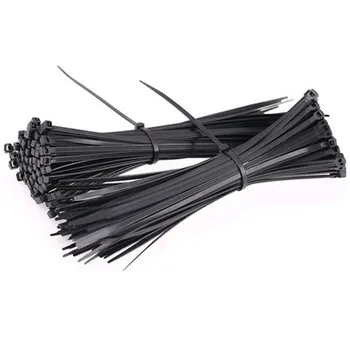 50pcs 4/5/8x250mm GB Екологично чисти найлонови кабелни връзки Черна високотемпературна вратовръзка