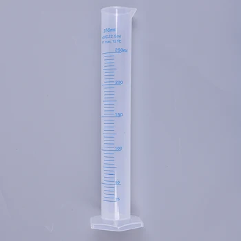 250ml измервателен цилиндър синя скала киселинен и алкално устойчив измервателен цилиндър