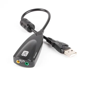 USB звукова карта 7.1 канален адаптер 5HV2 3D аудио слушалки микрофон 3.5mm за лаптоп PC професионален антимагнитен външен 30cm