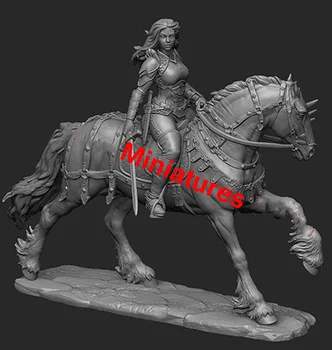 1/32 54мм древен воин с кон с основа 54мм Фигура от смола Комплекти модели Миниатюрен gk Разглобяване Небоядисан