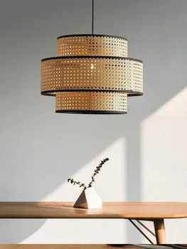 Модерна ръчно изработена ратанова висулка светлина хол полилей светлина за трапезария кафене ресторант висяща лампа