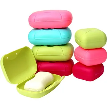 Candy Color Soap Holder Container Portable Travel Plastic Toilet Soap Dish Case Drain Box Washroom Home Аксесоари за баня