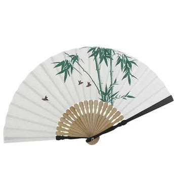 7-инчов китайски стил фен ретро стил мъжки и дамски ханфу лято преносим сгъваем класически памук и бельо печат бамбук