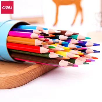 DELI Цветни моливи 12/24/18/36colors Детски дървени цветни моливи Многофункционални цветни моливи Консумативи за писане на картини