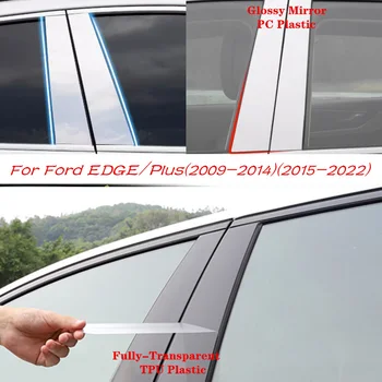 Car TPU/Glossy Mirror Pillar Post Cover Door Trim Window Molding Sticker Accessories For Ford EDGE PLUS 2009-2014 2015-2022