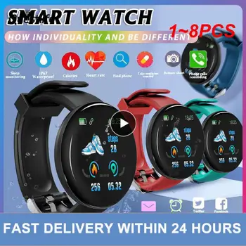 1~8PCS Смарт часовник Кръгло кръвно налягане Монитор за сърдечен ритъм Мъже Фитнес тракер SmartWatch Android IOS Жени Спорт Електронен часовник