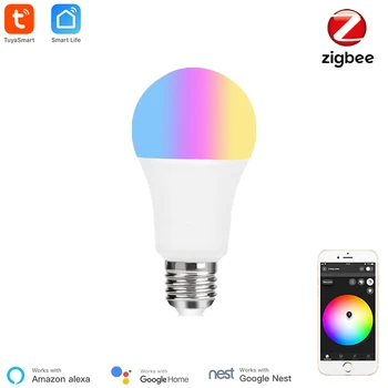 Tuya Smart Zigbee крушка Интелигентна RGBCW Zigbee LED лампа крушка E27 Smart Zigbee 3.0 Blub Smartthings Alexa Google Home Съвместим