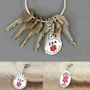 Емоционална подкрепа Животно Esa Red Medical Alert Symbol Service Dog Keychains Fashion Lovely For Women Man Car Key Ring 2020 Ново