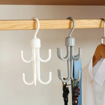 8-куки Въртящ се държач за съхранение Rack Shoe Rack Hook Tie Belt Организатор на дрехи Закачалка за кърпи Спалня Довършителни Rack Space Saver