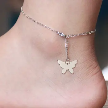 1 Pc Сладка пеперуда от неръждаема стомана Персонализирана гривна за женски гривни Гривна за крака Мода Жени Аксесоари за плажни бижута