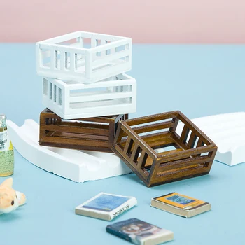 1Pc Dollhouse миниатюрни дървена рамка плодове кошница модел мебели аксесоари за кукли къща декор деца се преструват играят играчки