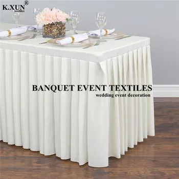 слонова кост цвят нагънат полиестер таблица пола покритие маса кърпа за сватбено събитие парти декорация