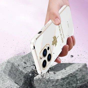 Луксозен кленов лист удароустойчив калъф за телефон за iPhone 14 13 12 11 ProMax 7 8 14Plus 8G Mini13 12 XS XR 14MAX капак на рамката