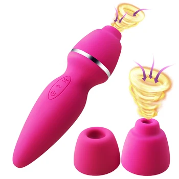 Нов Смукателни вибратори за жени, USB заряд Орален секс Близане женски клитор & гърдата смучене възрастни секс играчки за жени & двойки