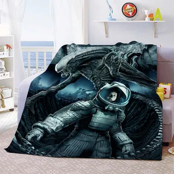 Blanket Space Monster Printed Bedspread Sofa Couch Covers Travel Camping Blanket Children Adult Gift Aliens Movie Soft Throw
