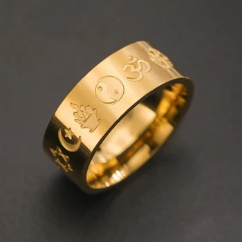 LIKGREAT звезда на Дейвид Муун пънк пръст пръстен неръждаема стомана реколта OM символ Ин-Ян амулет бижута парти подарък за жени мъже