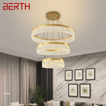 BERTH модерен кристал висулка лампа LED реколта светлина луксозни пръстени полилей Начало за всекидневна трапезария спалня декор