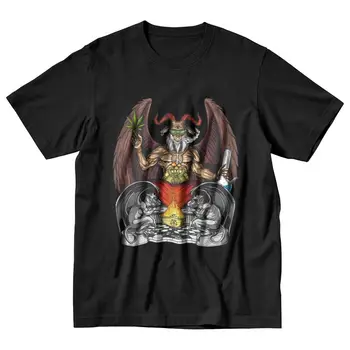 Cool Hail Baphomet Satan T Shirt Men Short-Sleeve Horror Funny Evil Demon Goat T-shirt Printed Tee Top Cotton Regular Fit Tshirt