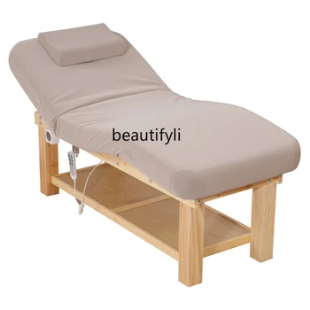 Спа лицево легло масаж диван с постоянна температура отопление масивна дървесина електрически легло масаж физиотерапия легло салон за красота