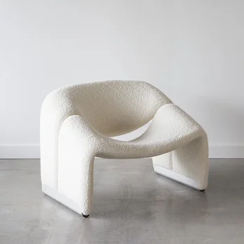 Nordic Retro Single Sofa Chair Дизайнерски стол Италиански луксозен минималистичен стол за отдих Мебели Единичен диван