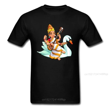 Sarasvati тениска хиндуистка богиня T тениска отпечатана тениска мъж жени памук облекло двойка върховете любовници тройници уникално лято