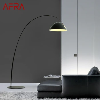 AFRA Скандинавска черна риболовна подова лампа Модерна семейна всекидневна до дивана Творческа LED декоративна стояща светлина