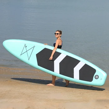 Надуваема стояща дъска за гребло Surfboard Воден спорт Каяк сърф комплект с гребло съвет опашка перка крак въже надувач чанта за носене