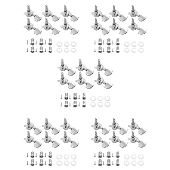 30 парчета Сребърна акустична китара Машинни глави Копчета Тунинг за китара Тунинг Peg Tuner (15 за ляво + 15 за дясно)