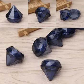10Pcs сладък син пластмасови малки диамант форма кутия смешно реколта класическа козметика буркани мини бижута за слушалки за многократна употреба