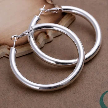Fashion Charm Hook Wedding 5MM Hollow Circle Earrings Silver 925 Plated Earrings Popular for Women Lady Fashion Jewelry JSH