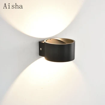 Simple LED кръгла стена лампа хол спалня нощно легло черно/бяло стена светлина за веранда алуминиева фон стена декоративни