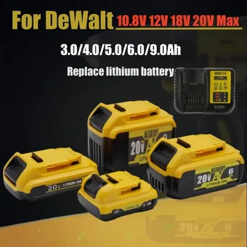 6000mAh литиева батерия, подходяща за DeWalt 10.8V 12V 18V 20V Max 6.0Ah DCB205 DCB206 Сменете литиевата батерия Батерия за електроинструменти