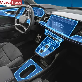 За Audi Q4 E-tron(2022-2023)Автомобилна вътрешна централна конзола Прозрачен TPU защитен филм против надраскване Ремонт Refit