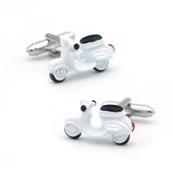 Мъжки електрически велосипеди маншет връзки бял цвят случайни мотоциклет качество мед материал мода копчета за ръкавели на едро & дребно