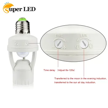 LED крушка лампа база титуляр PIR E27 сензор за движение LED лампа база интелигентна крушка превключвател 100-240V цокъл E27 конвертор с