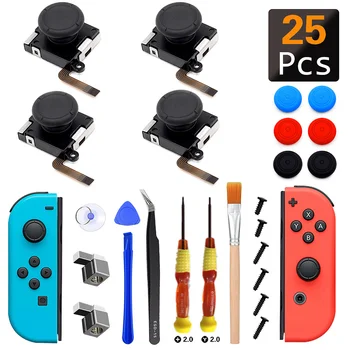 25 IN 1 3D аналогови части за ремонт на палеца за Nintendo Switch NS джойстик капачки подмяна контролер комплект за NS джойпад