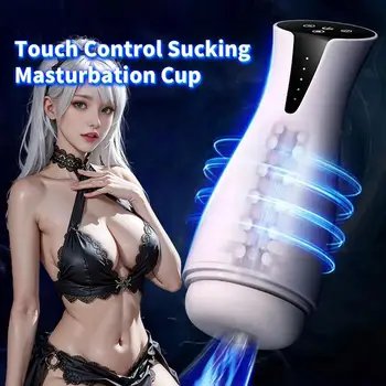Автоматичен мъжки мастурбатор Мъже смучене мастурбация машина с докосване контрол орално свирка вибрираща вагина секс играчки за възрастни