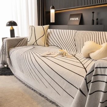 1PC Line PatternДиван кърпаМиещ се диван, триместен диван, подходящ за декорация на дома в хола Four Seasons Universal