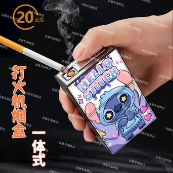 Stitch акумулаторна запалка цигарена кутия тенденция карикатура флип капак влагоустойчив бар KTV запалка подарък за приятели