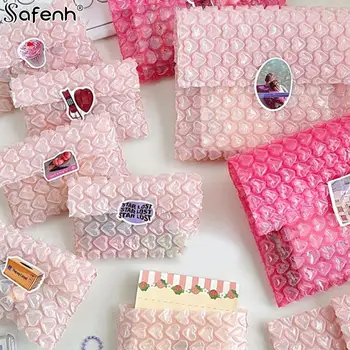 10pcs Розов любовен балон Mailer Самозапечатващи се опаковъчни торби Консумативи за малкия бизнес Подплатени пликове Пликове с мехурчета Пощенски чанти