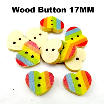 60PCS 18MM цветна живопис сърце форма дървени цветни бутони Шиене на дрехи Ботуши Аксесоари за палта 438-MCB