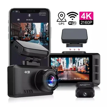 mini dashcam с приложение dash камера кола dvr 4k кола камера двойна камера с wifi gps преден и заден двоен обектив 4k тире камера