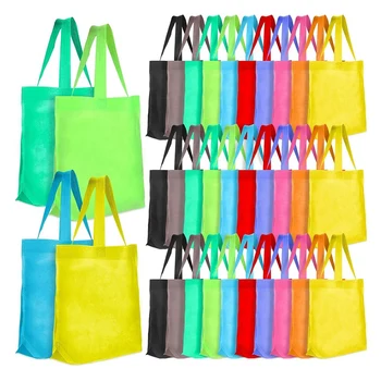 50 броя нетъкани торби за многократна употреба многоцветни чанти за подаръци Цветни празни пазарски чанти Насипни тъкани чанти за хранителни стоки Лесен за използване