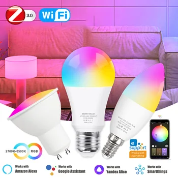 EWelink WiFi Zigbee Smart Bulb E27 GU10 E14 Alexa Led лампа RGB Интелигентни крушки AC 100-240V Интелигентни лампи за Alice Smartthings