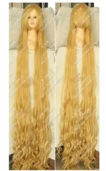 Harajuku Заплетена Рапунцел Дълга блондинка злато 150CM-200CM вълнообразна къдрава косплей парти костюм перуки