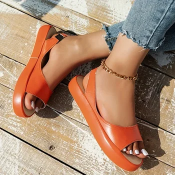 Жените твърди платформа Peep Toe сандали мека подметка приплъзване на прашка обувки случайни открит против хлъзгане