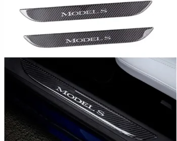 Реални въглеродни влакна за Tesla Модел S Врата перваза декорация обвивка Аксесоари Лента за защита на педалите